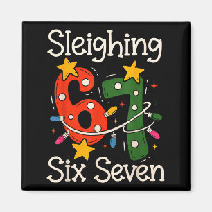 Sleighing Six Seven 67 Meme Christmas Gen Z Alpha  Magnet