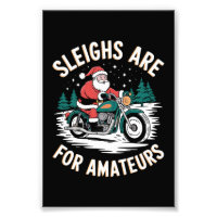 Sleighs Are For Amateurs Christmas Motorbike Biker