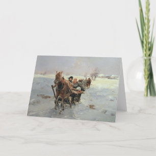 Sleighs in a Winter Landscape Holiday Card