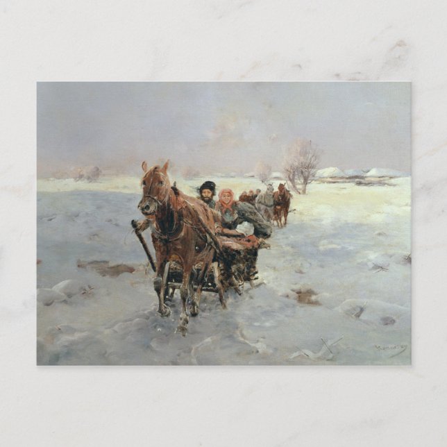 Sleighs in a Winter Landscape Postcard (Front)