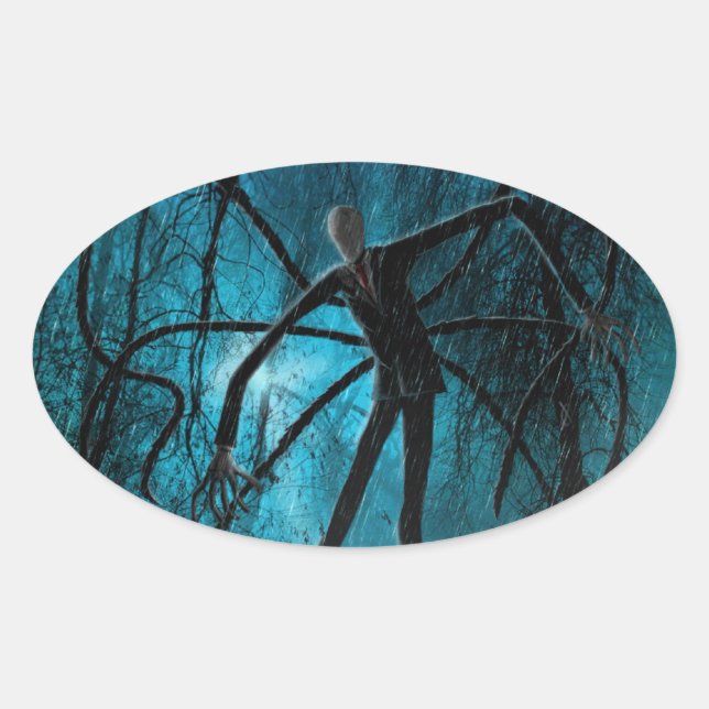 Slender Man Oval Sticker (Front)