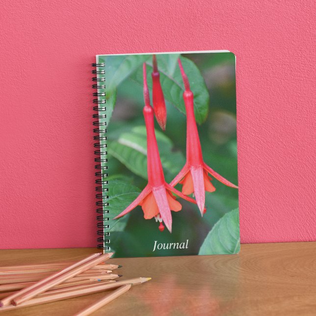 Slender Red Fuchsia Flowers Floral Notebook (In Situ)