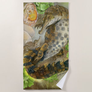 Slender Snouted Crocodile Beach Towel