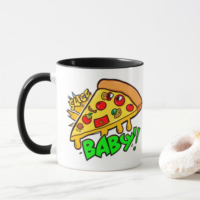  Slice Baby | Funny Pizza Pop Culture Design Mug (With Donut)