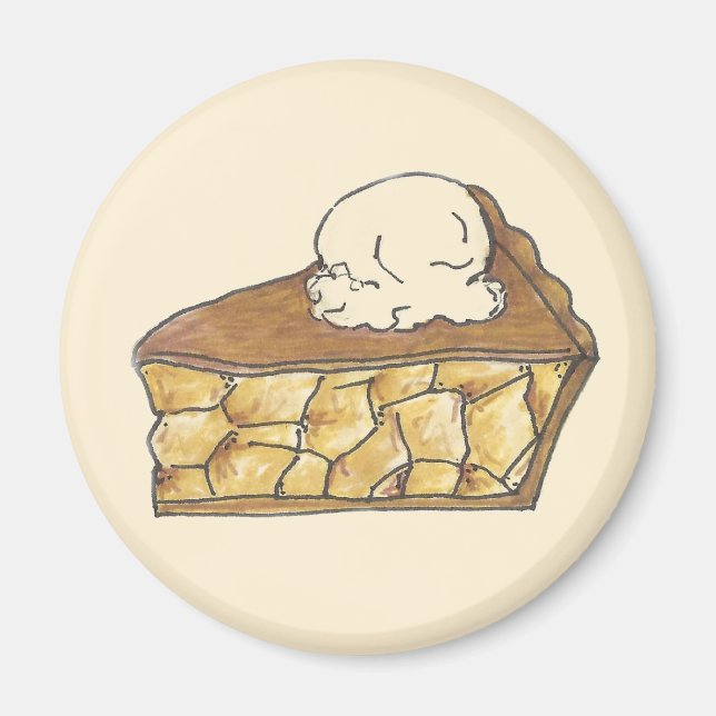 Slice of Apple Pie w/ Ice Cream Baking Magnet (Front)