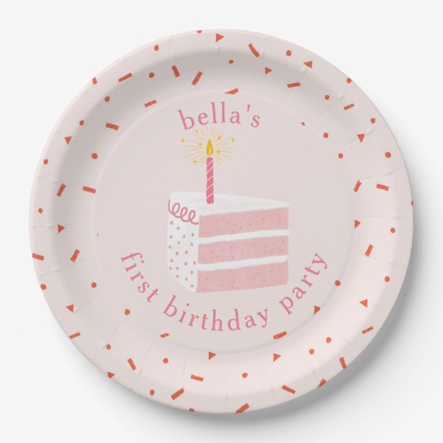 Slice Of Birthday Cake Paper Plate (Front)