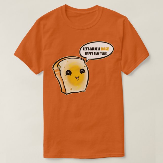 Slice of Bread Making A Toast For A Happy New Year T-Shirt (Design Front)