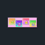 Slice of CAKE Pop Art (long) Gallery Wrapped Canva Canvas Print<br><div class="desc">A classic pop art style graphic of a Slice of Cake. A lovely layered cake, fork & festive decorations. Perfect for bakers, cake shops, bakeries and the home kitchen. Choose your canvas background colour!</div>