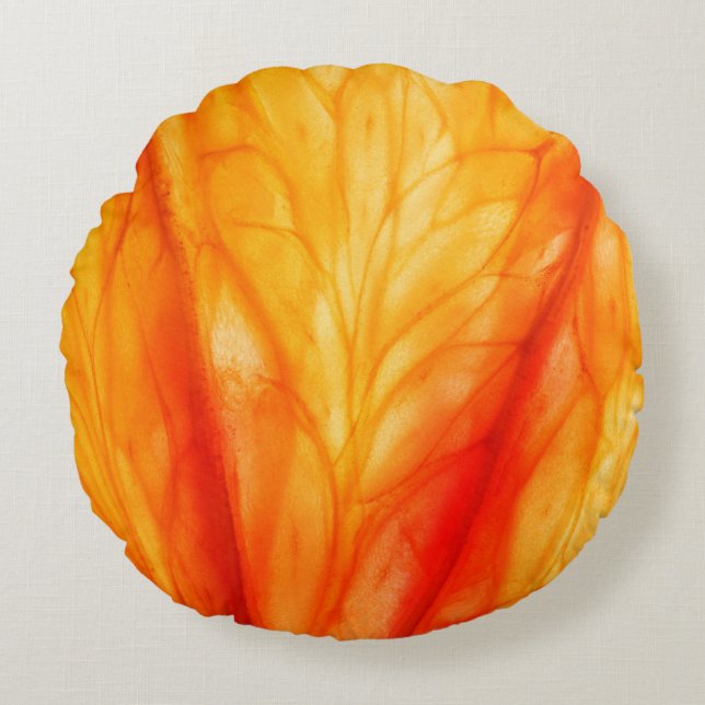 Slice of citrus fruit with backlit, abstract macro round cushion (Front)