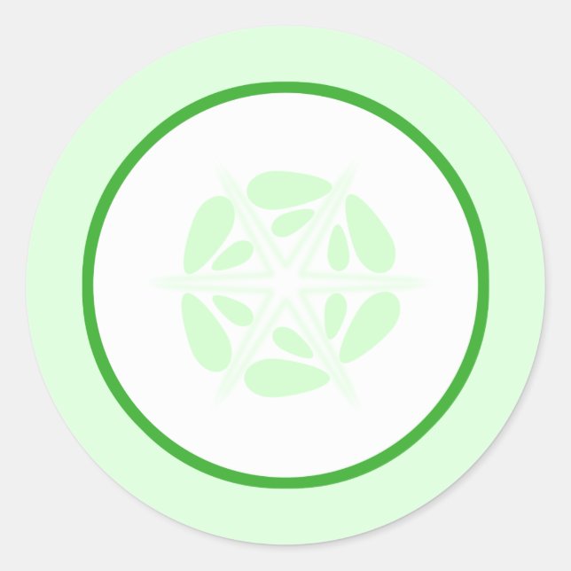 Slice of Cucumber. Green and White. Classic Round Sticker (Front)