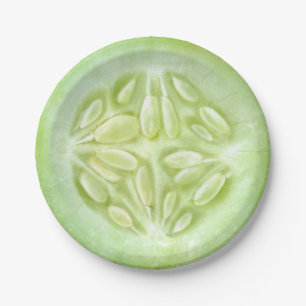 Slice of cucumber paper plate