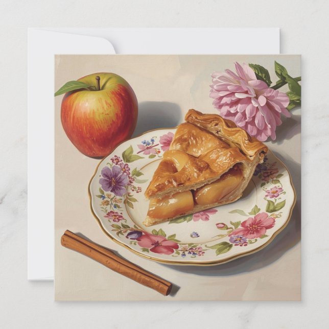 Slice of Fresh Apple Pie on a Plate  Card (Front)