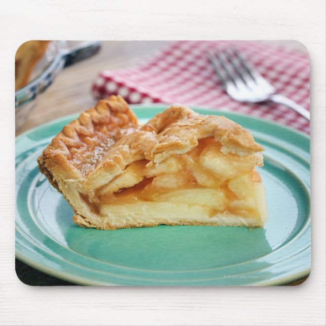 Slice of fresh baked apple pie on plate mouse pad (Front)