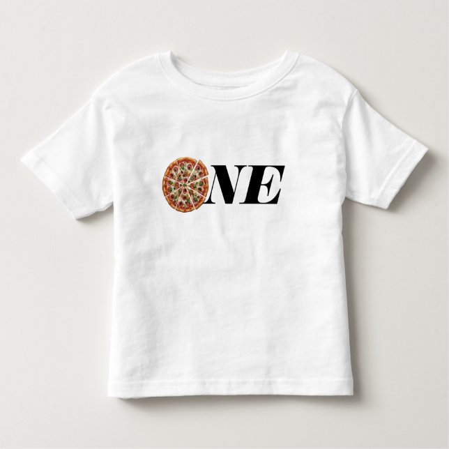 Slice of Fun 1st Birthday, One Pizza T-Shirt (Front)