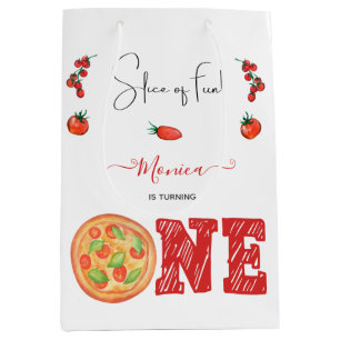 Slice of fun, first birthday medium gift bag