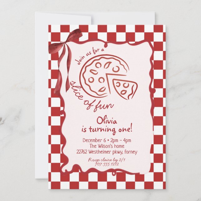 Slice of Fun  girl Birthday Invitation (Front)