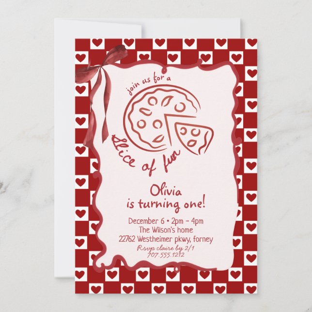 Slice of Fun  girl Birthday party Invitation (Front)