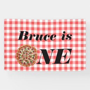 Slice of Fun, One Pizza 1st Birthday Backdrop Banner