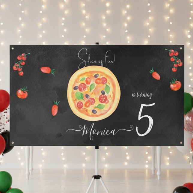 Slice of fun, pizza birthday banner (Creator Uploaded)