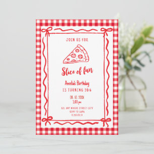 Slice of Fun Retro Pizza Birthday Invitation