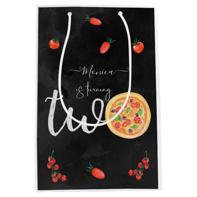 Slice of fun, second birthday medium gift bag (Front)