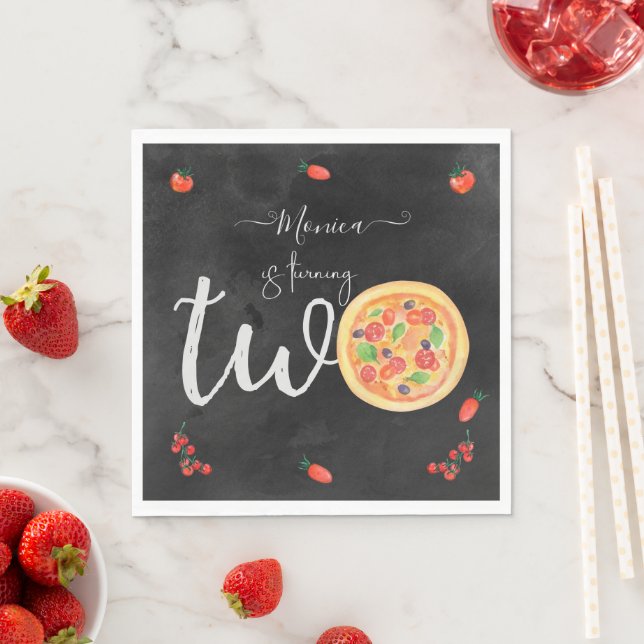 Slice of fun, second birthday napkin (Insitu)