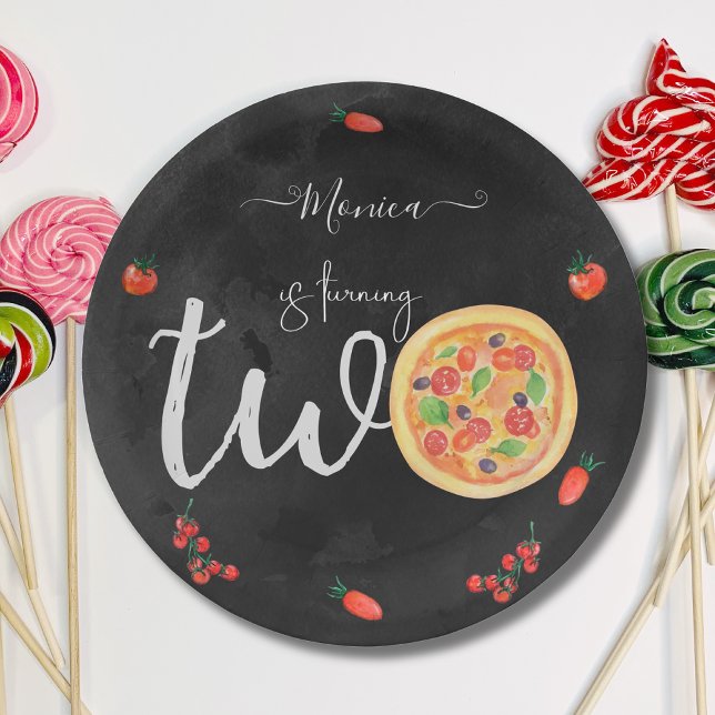 Slice of fun, second pizza birthday paper plate (Creator Uploaded)