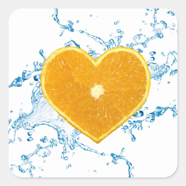 Slice of Heart-Shaped Orange Square Sticker (Front)