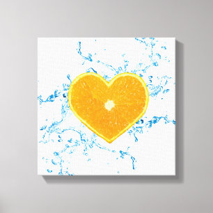 Slice of Heart Shaped Orange - Wrapped Canvas