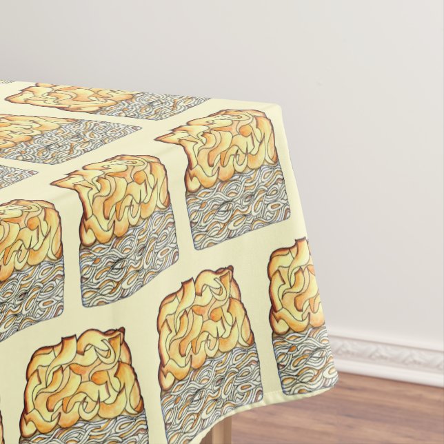 Slice of Kugel Jewish Egg Noodle Casserole Tablecloth (In Situ)