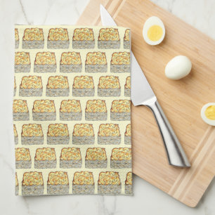 Slice of Kugel Jewish Egg Noodle Casserole Tea Towel