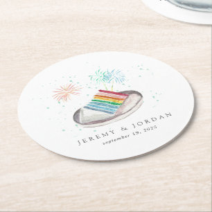 Slice of Love Personalised Couples Round Paper Coaster