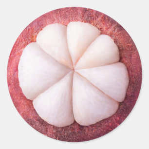 Slice of mangosteen classic round sticker