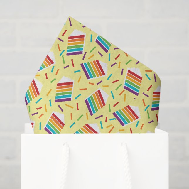 Slice of Rainbow Cake and Sprinkles Patterned Tissue Paper (Gift Bag)