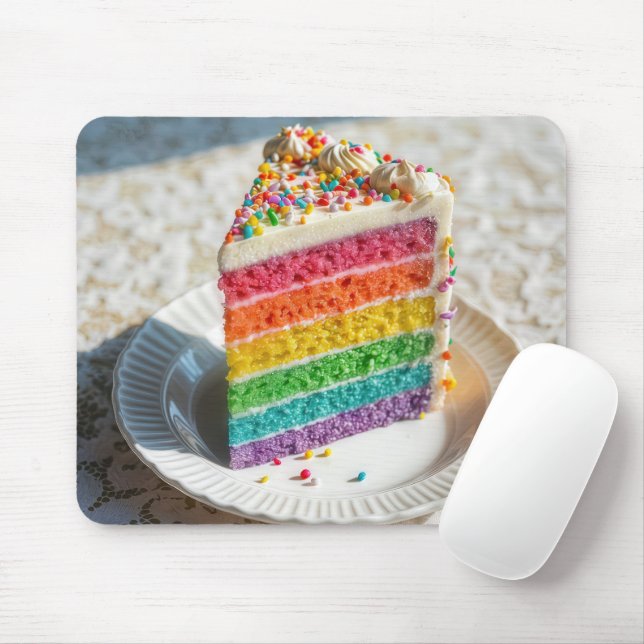 Slice of Rainbow Cake Mouse Pad (With Mouse)