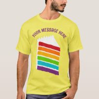 Slice of Rainbow Cake with Custom Message