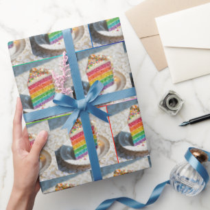 Slice of Rainbow Cake Wrapping Paper