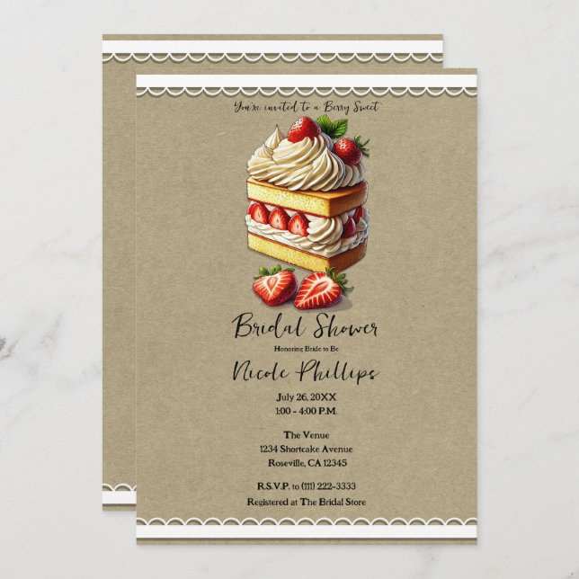 Slice of Strawberry Shortcake Bridal Shower Invitation (Front/Back)