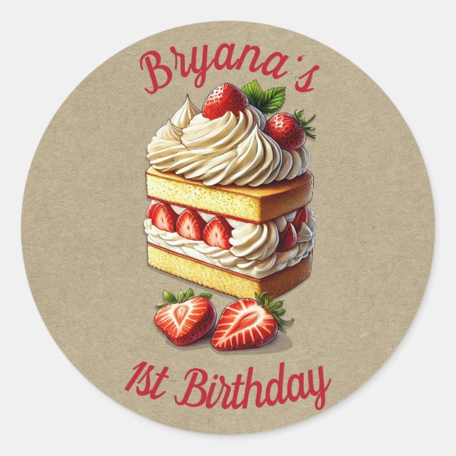 Slice of Strawberry Shortcake Strawberries  Classic Round Sticker (Front)