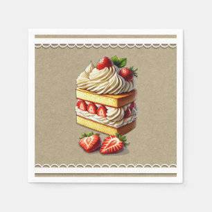 Slice of Strawberry Shortcake Strawberries Napkin