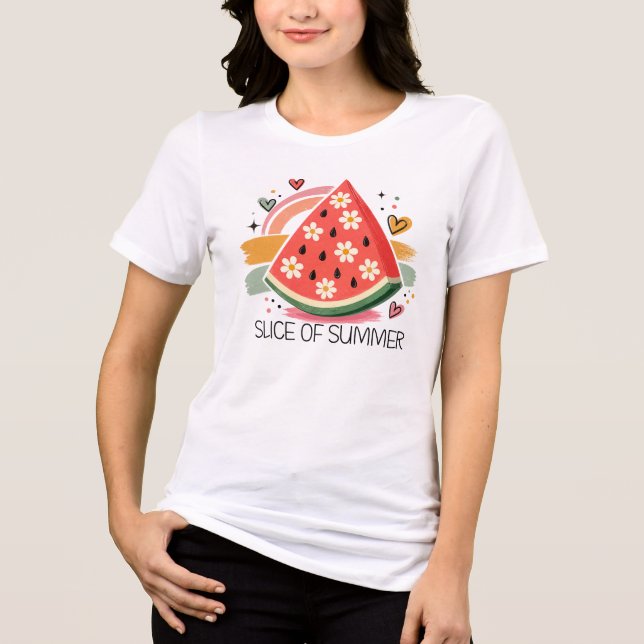 Slice of Summer, Watermelon Slices Graphic  Tri-Blend Shirt (Front)