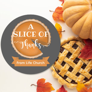 Slice of Thanks Pumpkin Pie thanksgiving volunteer Classic Round Sticker