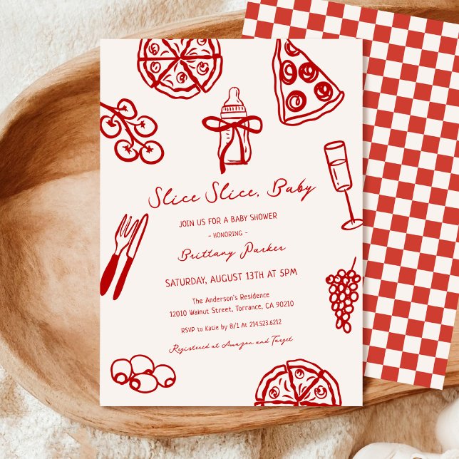 Slice Slice Baby Italian Pizza Baby Shower Invitation (Creator Uploaded)
