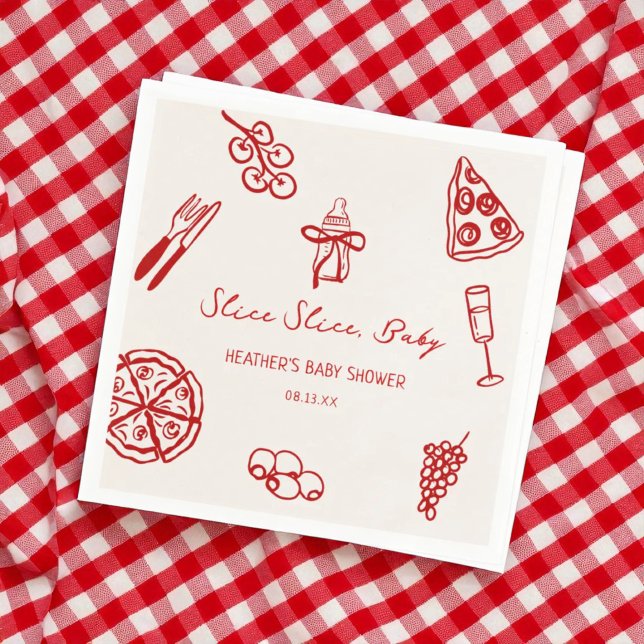 Slice Slice Baby Italian Pizza Baby Shower Napkin (Creator Uploaded)