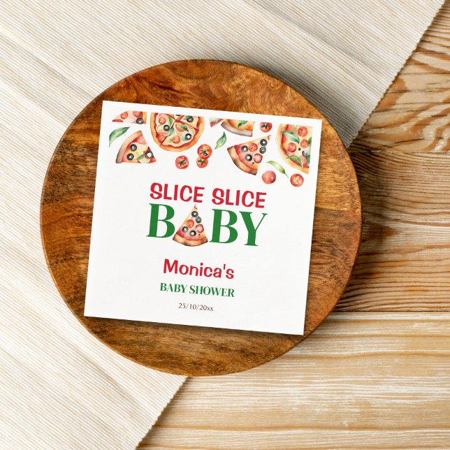 Slice slice baby Italian pizza baby shower Napkin (Slice slice baby Italian pizza baby shower template Napkins personalized tableware table decor)