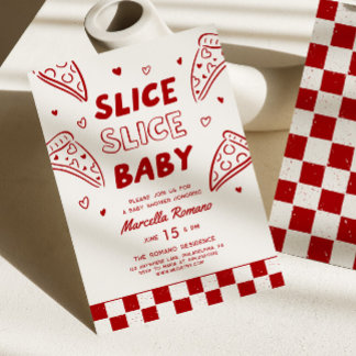 Slice Slice Baby Italian Red Pizza Baby Shower Invitation