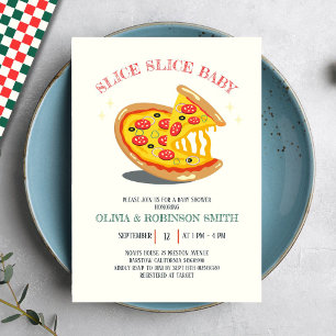 Slice Slice Baby Modern Italian Pizza Baby Shower Invitation