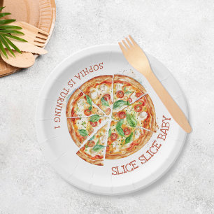 Slice Slice Baby Modern Pizza Birthday Party Paper Plate