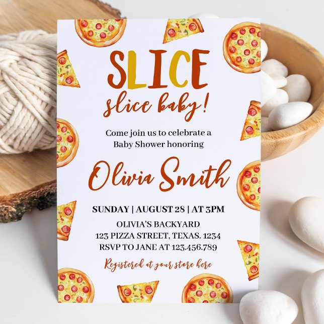 Slice Slice Baby Modern Pizza Shower Invitation (Creator Uploaded)