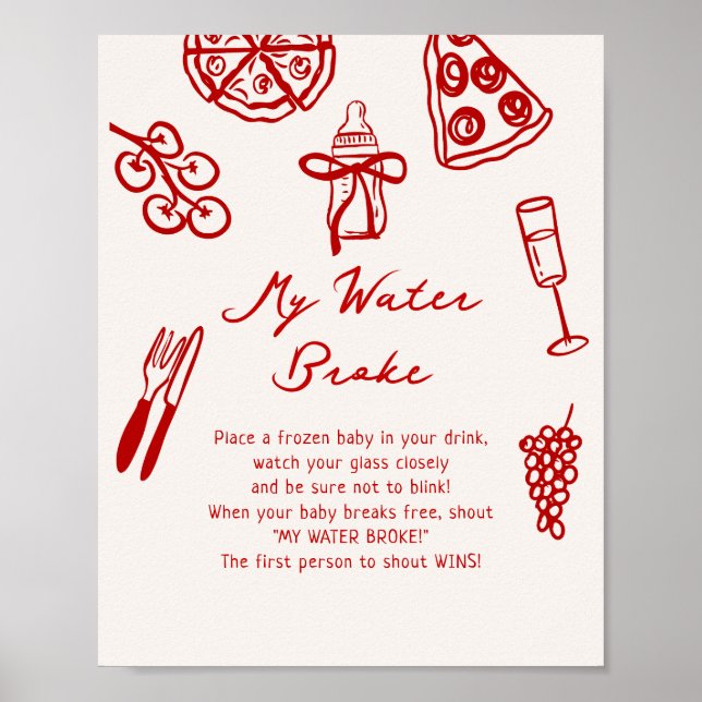 Slice Slice Baby My Water Broke Game Printable Poster (Front)